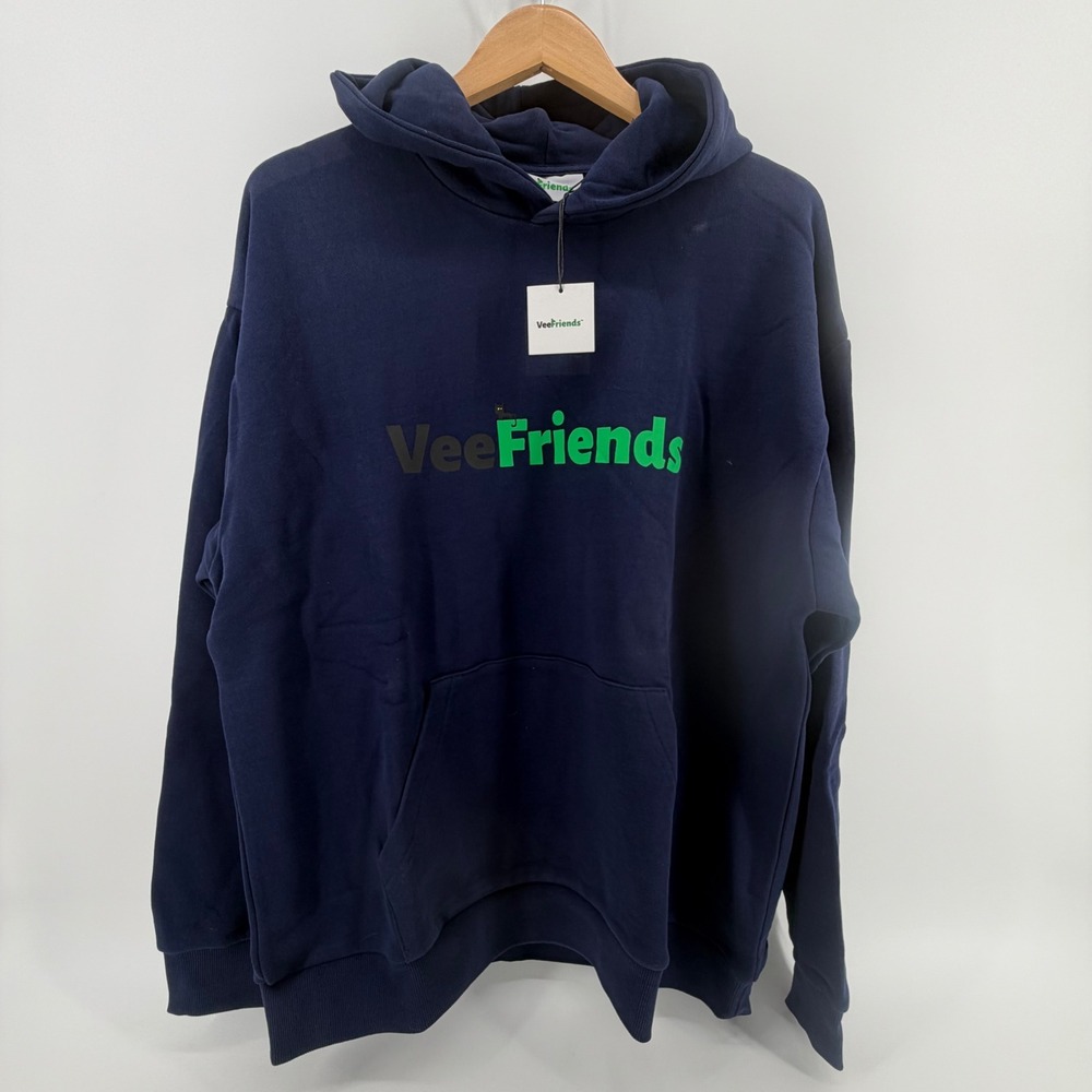 VeeFriends Navy Blue Logo Pullover Hoodie Mens Large Gary Vaynerchuk NFT NWT